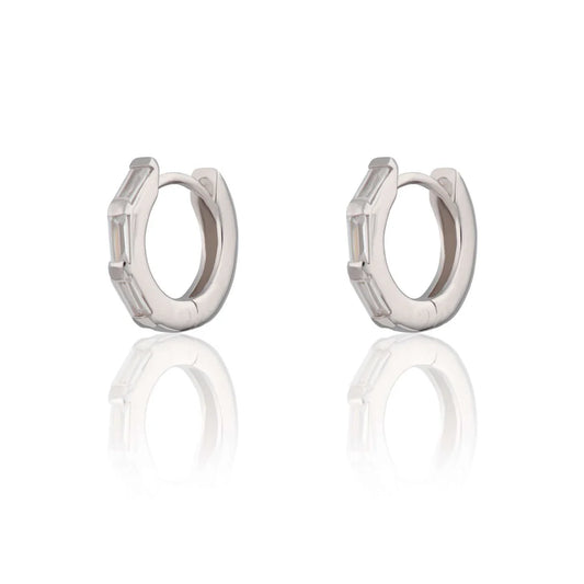 Baguette Huggie Earrings with Clear Stones