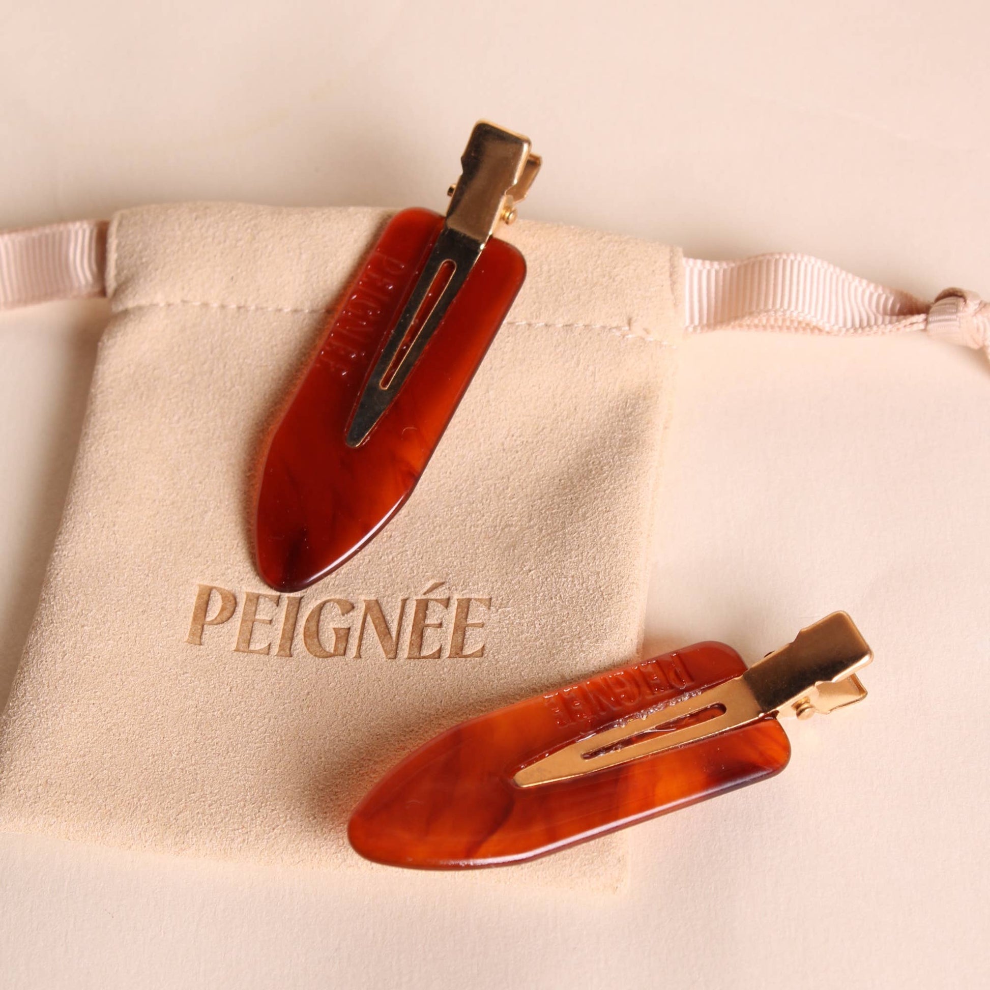 Delicate Red Hairpins (Pair)