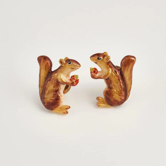 Strawberry Squirrel Stud Earrings