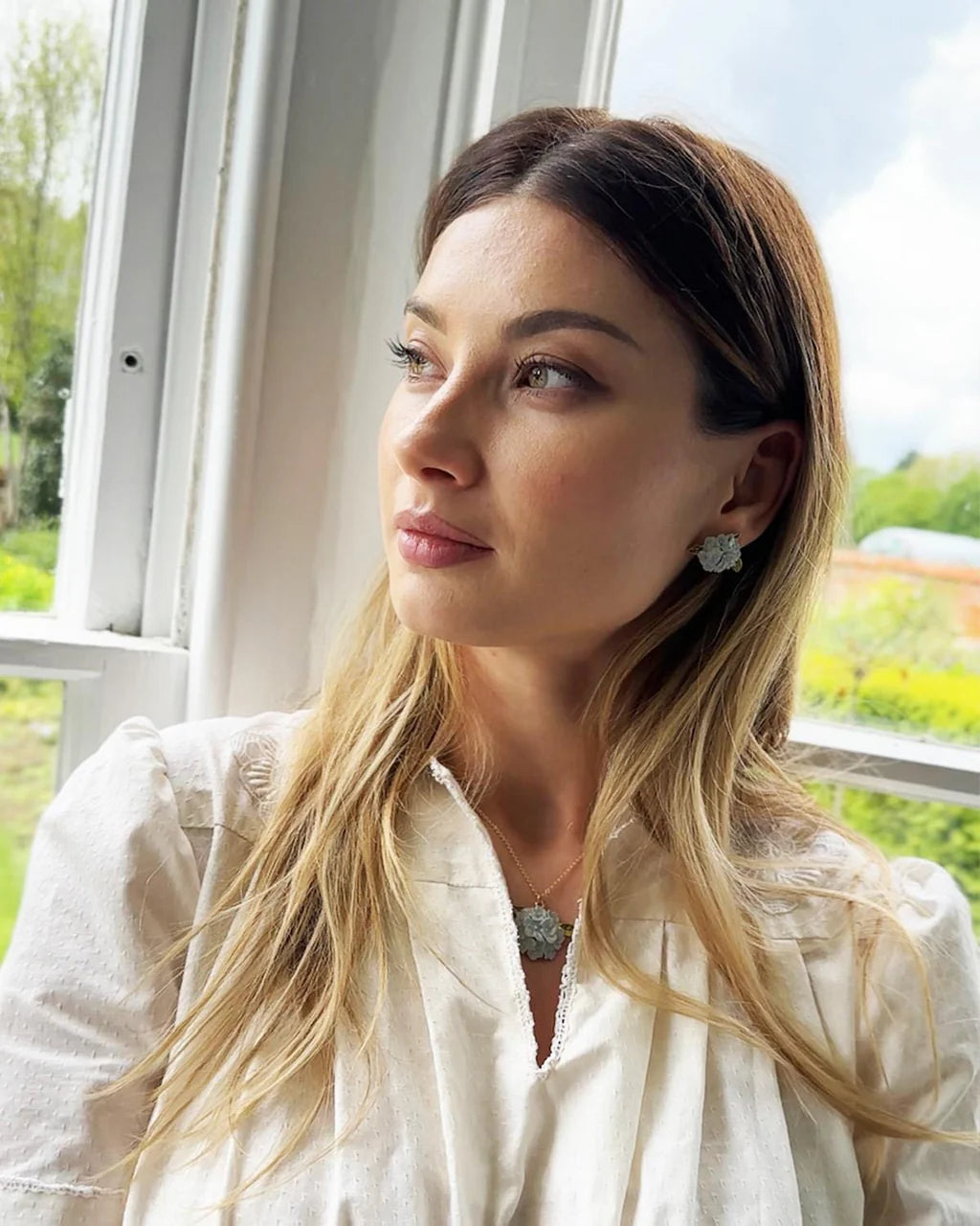 Enamel Hydrangea Earrings