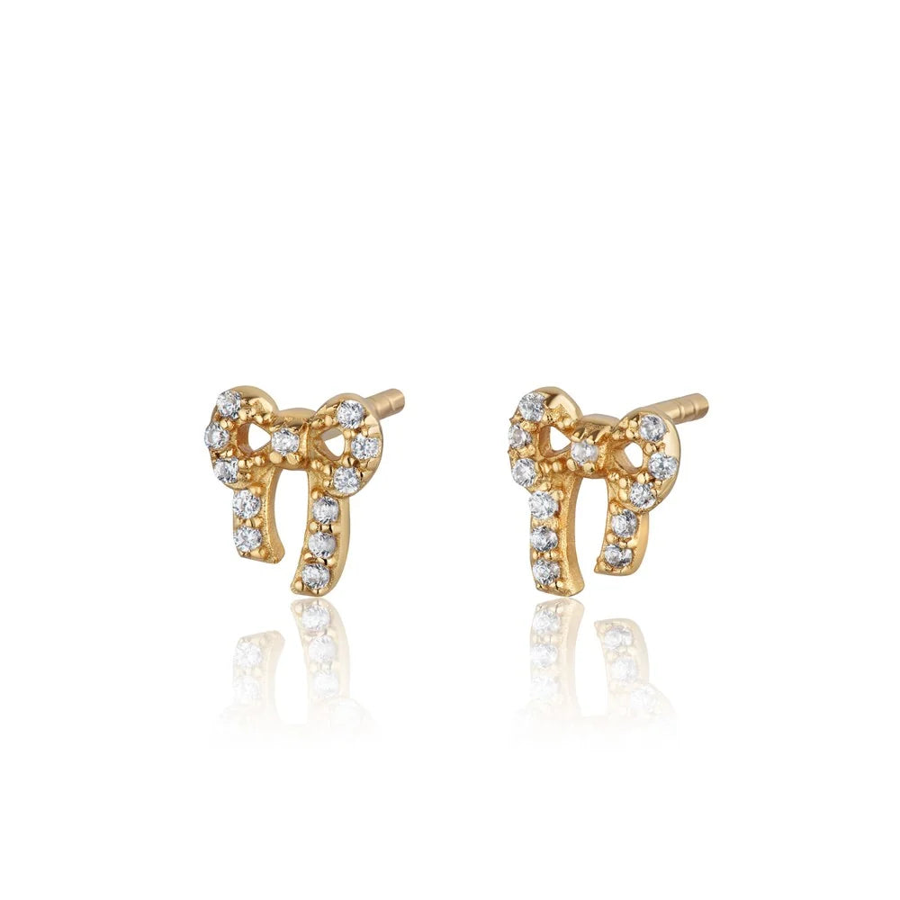 Bow Stud Earrings - Gold
