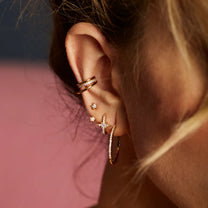 Gold Slim Sparkling Perfect Hoop Earrings