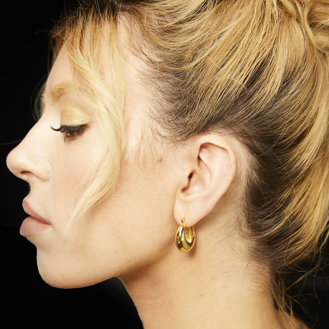 Gold Large Chunky Pillow Hoop Earrings