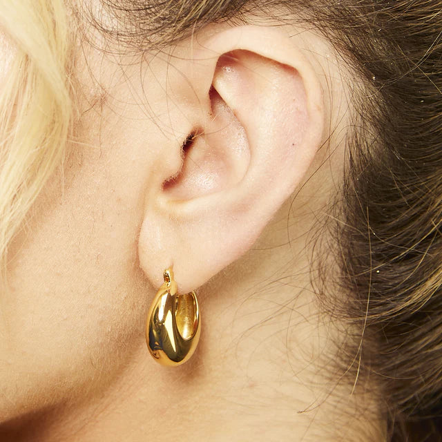 Gold Large Chunky Pillow Hoop Earrings