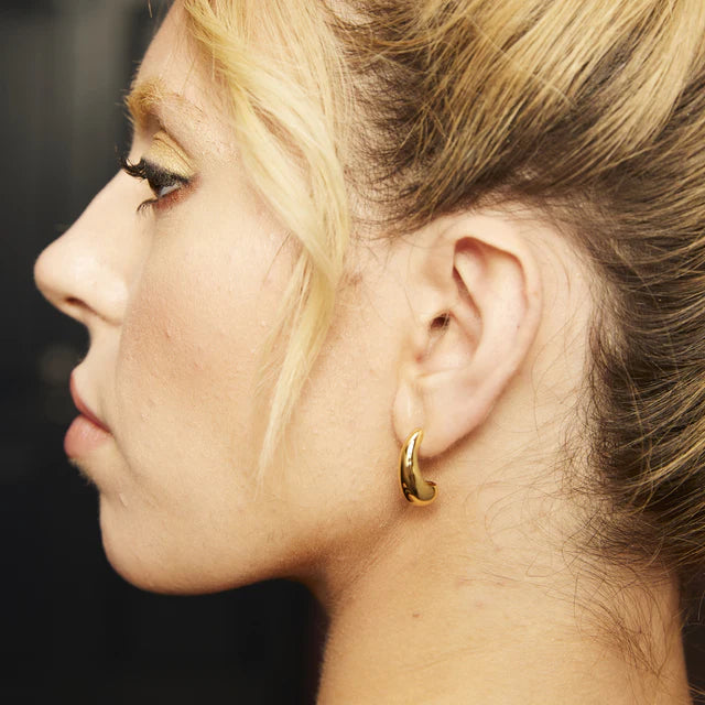 Gold Large Teardrop Stud Earrings