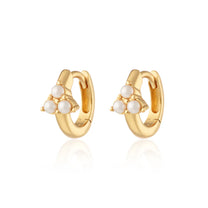 Gold Pearl Trinity Huggie Earrings