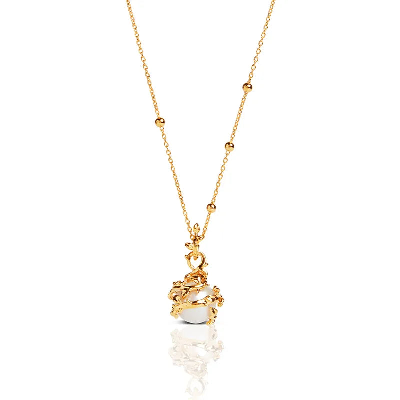 Gold Entwined Fresh Water Pearl Necklace