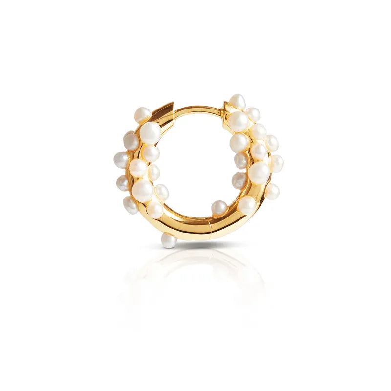 Gold Vermeil Pearl Cluster Hoop Earring