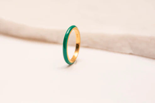 Green Enamel Gold Ring