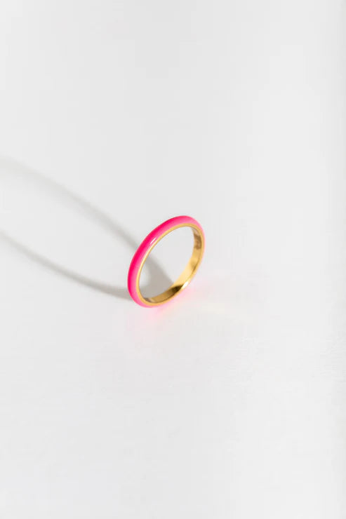 Pink Enamel Gold Ring