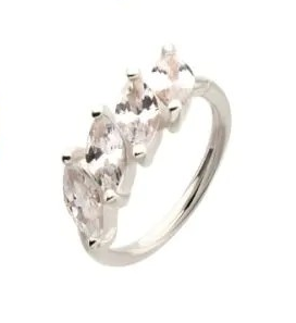 White gold4 Marquise Staggered Cluster Prong Gem Side Facing Hinged Segment Clicker