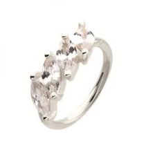 White gold4 Marquise Staggered Cluster Prong Gem Side Facing Hinged Segment Clicker