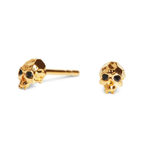 Vampire Skull Earring – Mini – Gold plated silver and Onyx