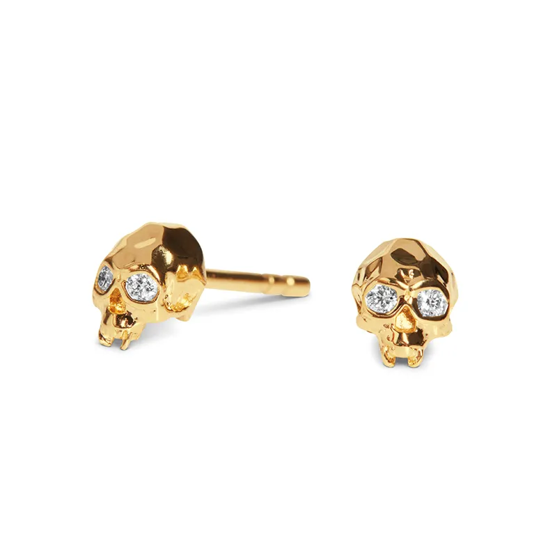 Vampire Skull Earring – Mini – 18ct Yellow gold and Diamonds