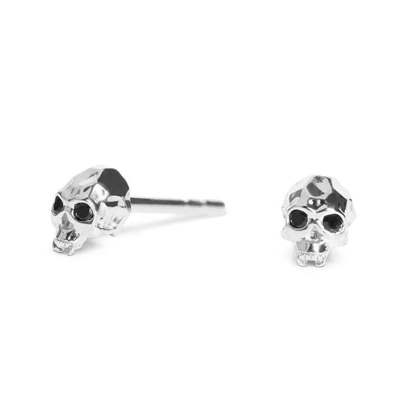 Vampire Skull Earring – Mini – Silver and Onyx
