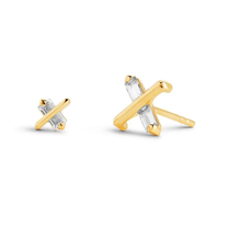 Butterfly Kiss Earrings – April – White Topaz – Gold Vermeil