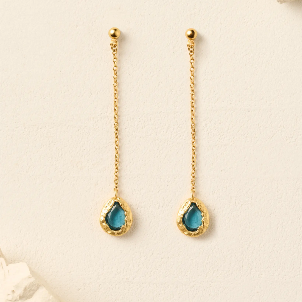 Lysia Blue Long Earrings | Jewelry Gold Gift Waterproof