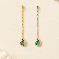 Lysia Blue Long Earrings | Jewelry Gold Gift Waterproof