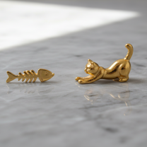 Teeny Tiny Purrfect Catch Studs - Gold