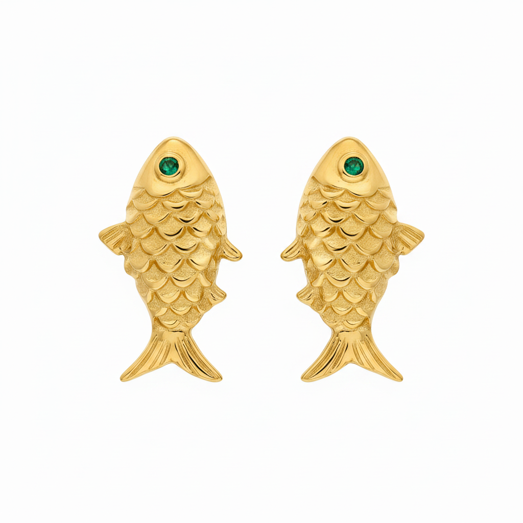 Gone Fishing Studs - Gold