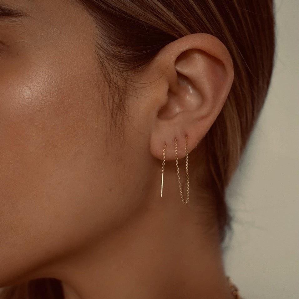 Hilo Yellow Gold Plated Single Threader Earring