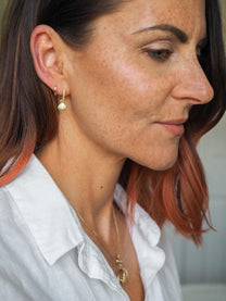 Cascara Gold Plated Huggie Hoop Earring with Detachable Shell Charm