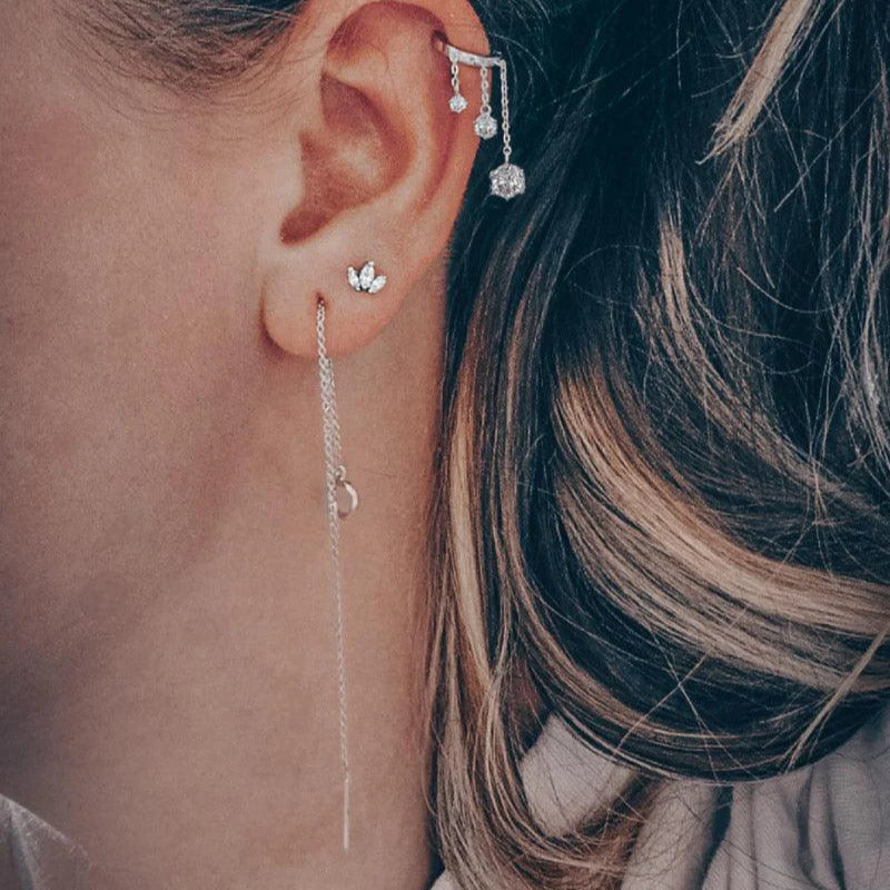 Hilo White Gold Plated Single Threader Earring