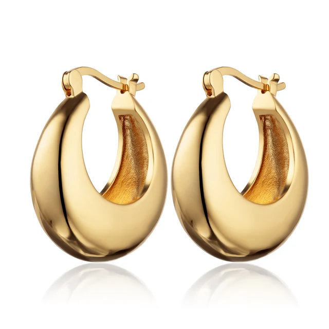 Gold Large Chunky Pillow Hoop Earrings