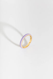 Lavender Enamel Gold Ring