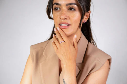 Lavender Enamel Gold Ring