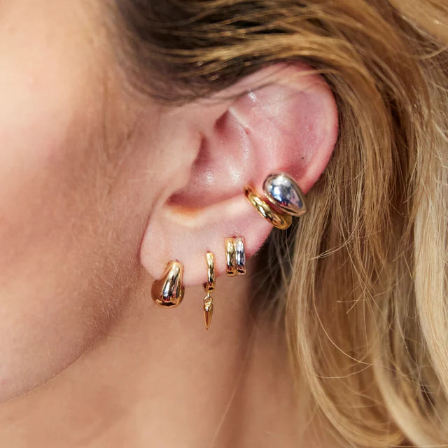 Mixed Metal Huggie Earrings