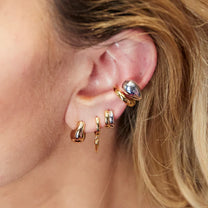 Mixed Metal Huggie Earrings