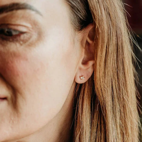 Sparkly Marquise Fan Gold Studs