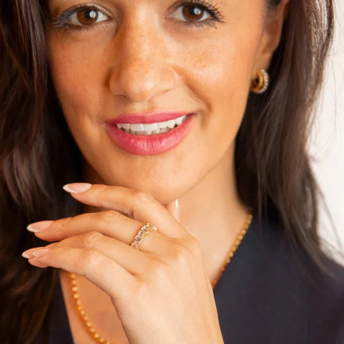 Sparkly Clear Gold Baguette Eternity Ring