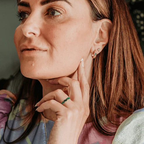 Sparkly Emerald Gold Baguette Eternity Ring