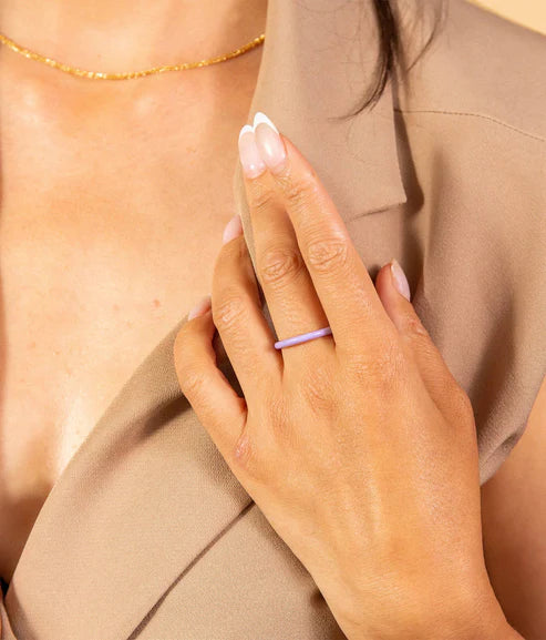 Lavender Enamel Gold Ring