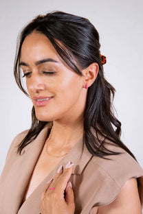 Pink Enamel Gold Huggie Hoops