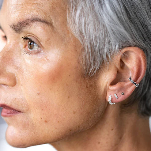 Sparkly Silver Galaxy Huggie Hoops