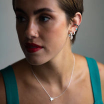 Sparkly Clear Silver Baguette Large Hoops