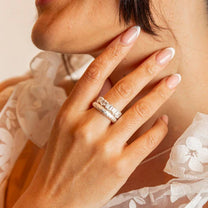 Sparkly Clear Silver Baguette Eternity Ring