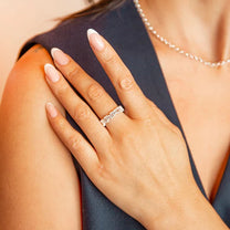 Sparkly Clear Silver Baguette Eternity Ring