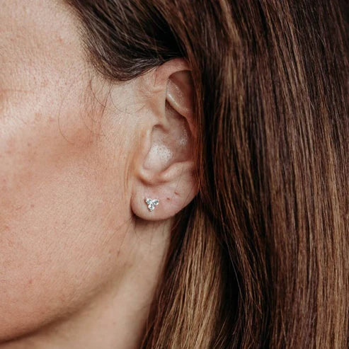 Triple Sparkly Silver Mini Stud Earrings