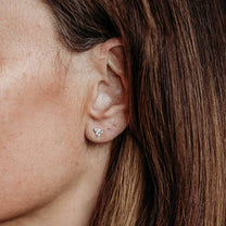 Triple Sparkly Silver Mini Stud Earrings