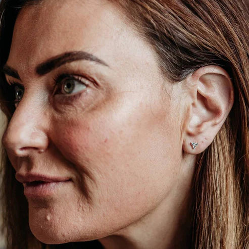 Triple Sparkly Silver Mini Stud Earrings