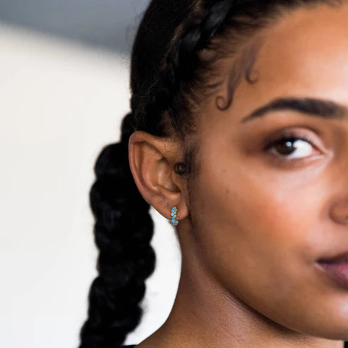 Turquoise Gold Galaxy Huggie Hoops