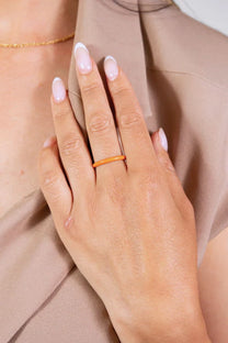 Coral Enamel Gold Ring