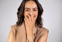 Coral Enamel Gold Huggie Hoops