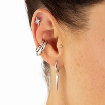 Silver Spike Hoop Earrings