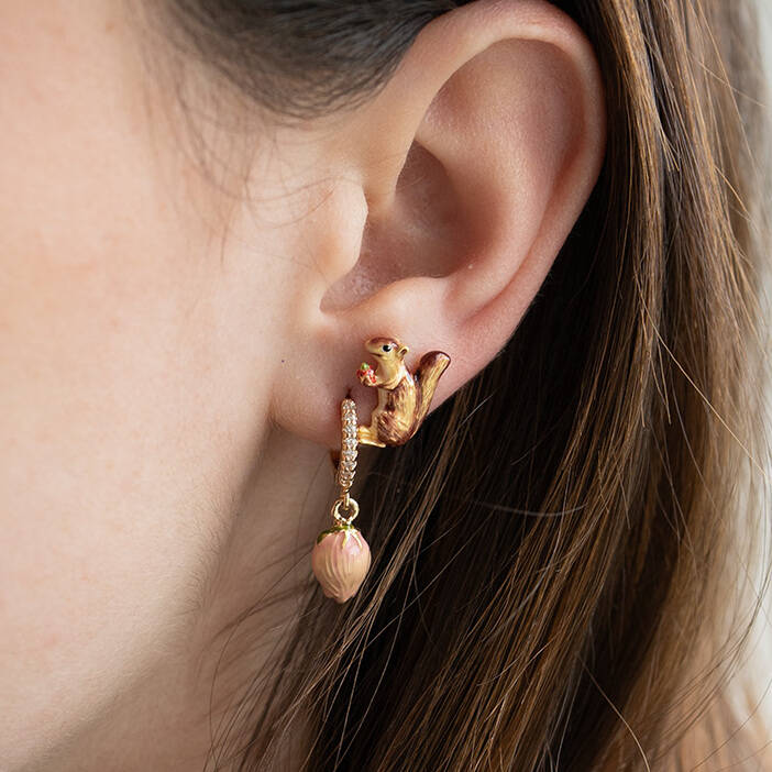 Strawberry Squirrel Stud Earrings