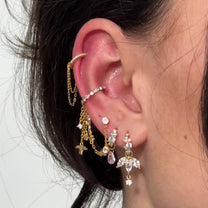 Gold Rose Quartz Teardrop Crystal Charm